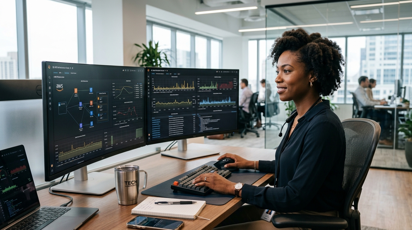 Enterprise cybersecurity engineer reviewing cloud infrastructure and VAPT audit telemetry